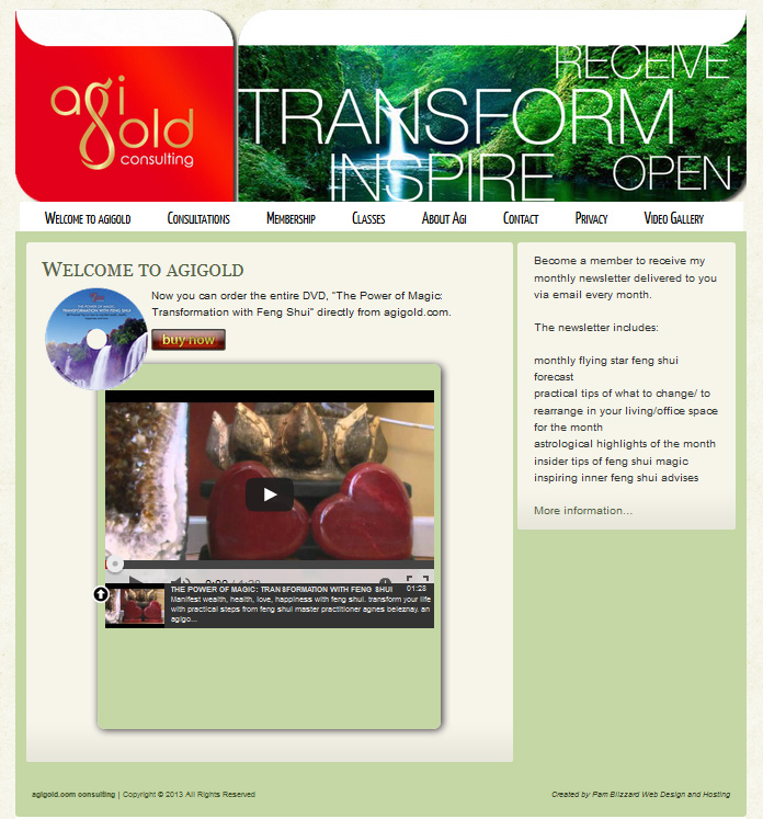 AgiGold.com offers Premium Membership to Feng Shui, Astrology and personal consulting services, as well as selling a custom made video DVD.